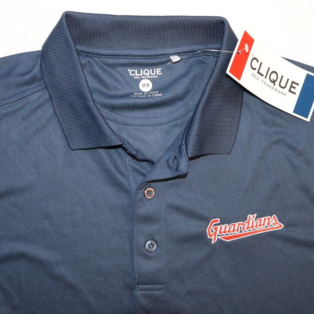 Clique Mens Cleveland Guardians MLB Polo Shirt Navy Blue Size M NWT
